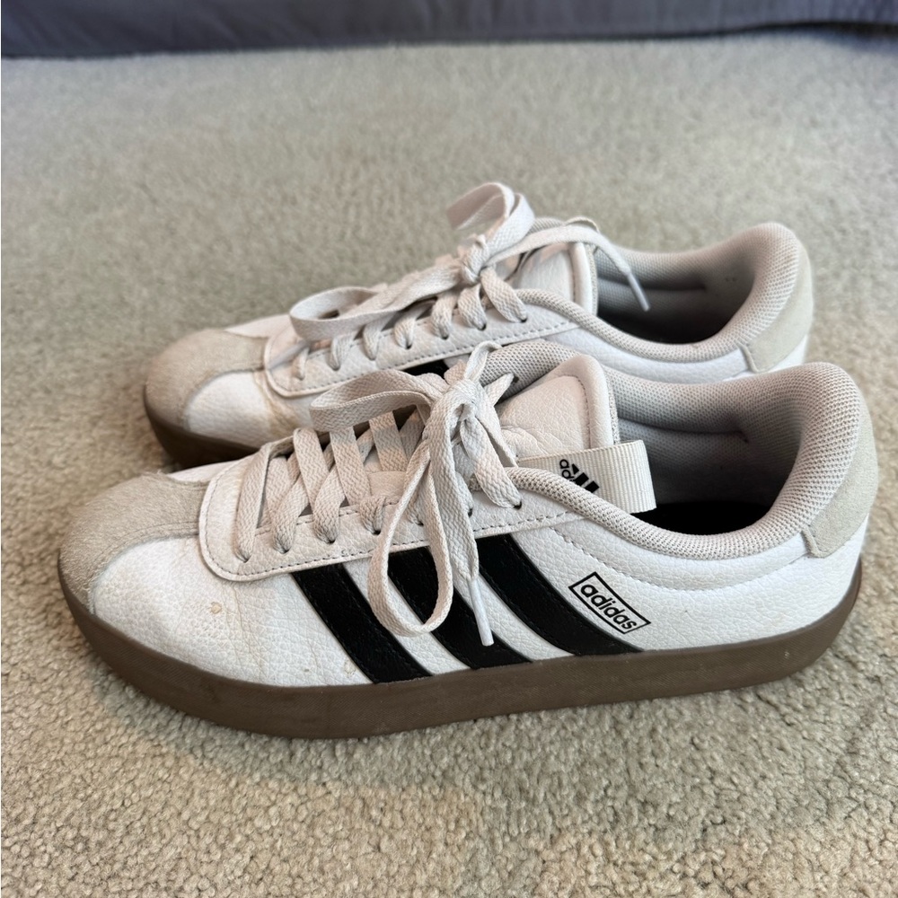Adidas White and Black Court 3.0 Sneaker - Women's